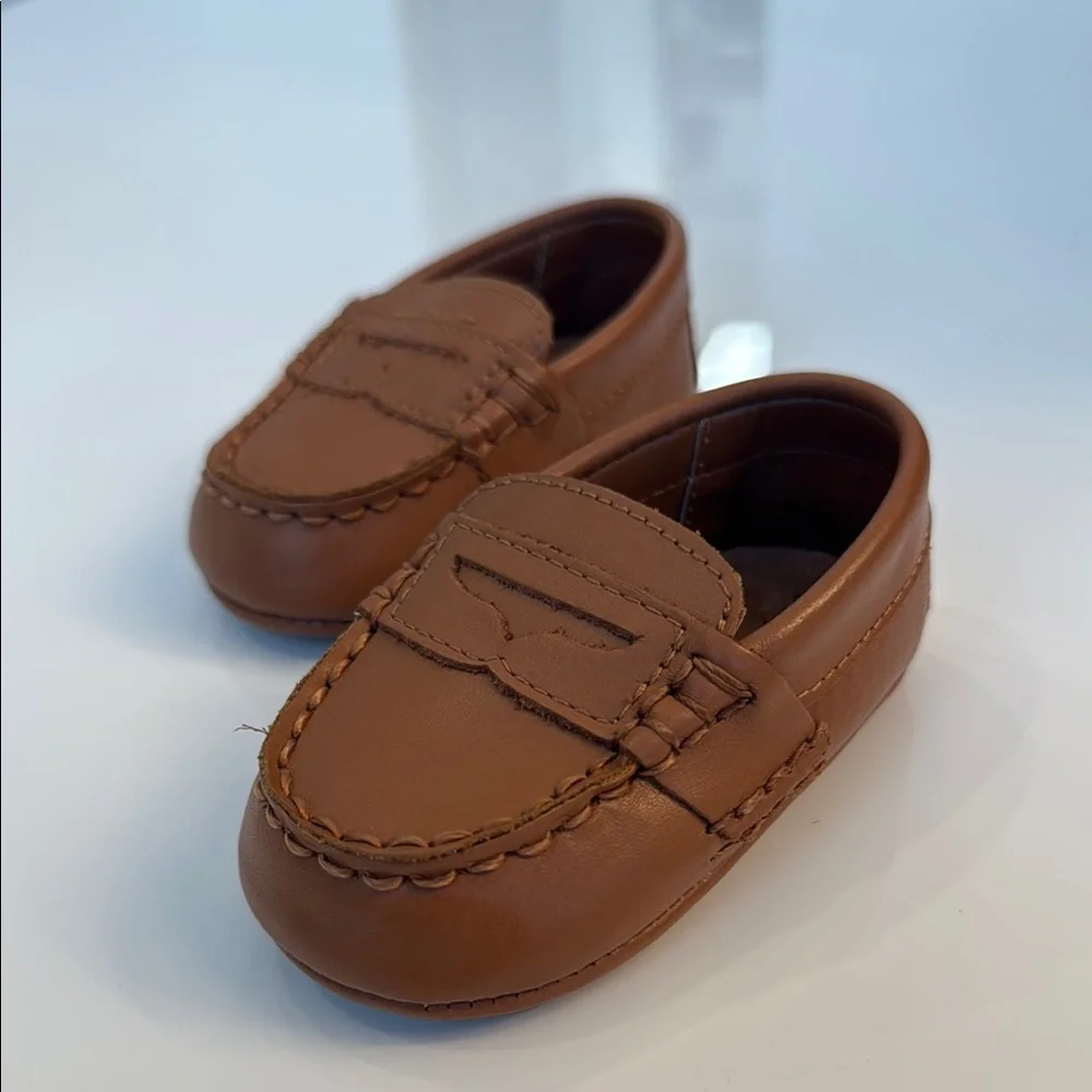 Ralph Lauren Brown Moccasin Shoes Classic Slip-On Design